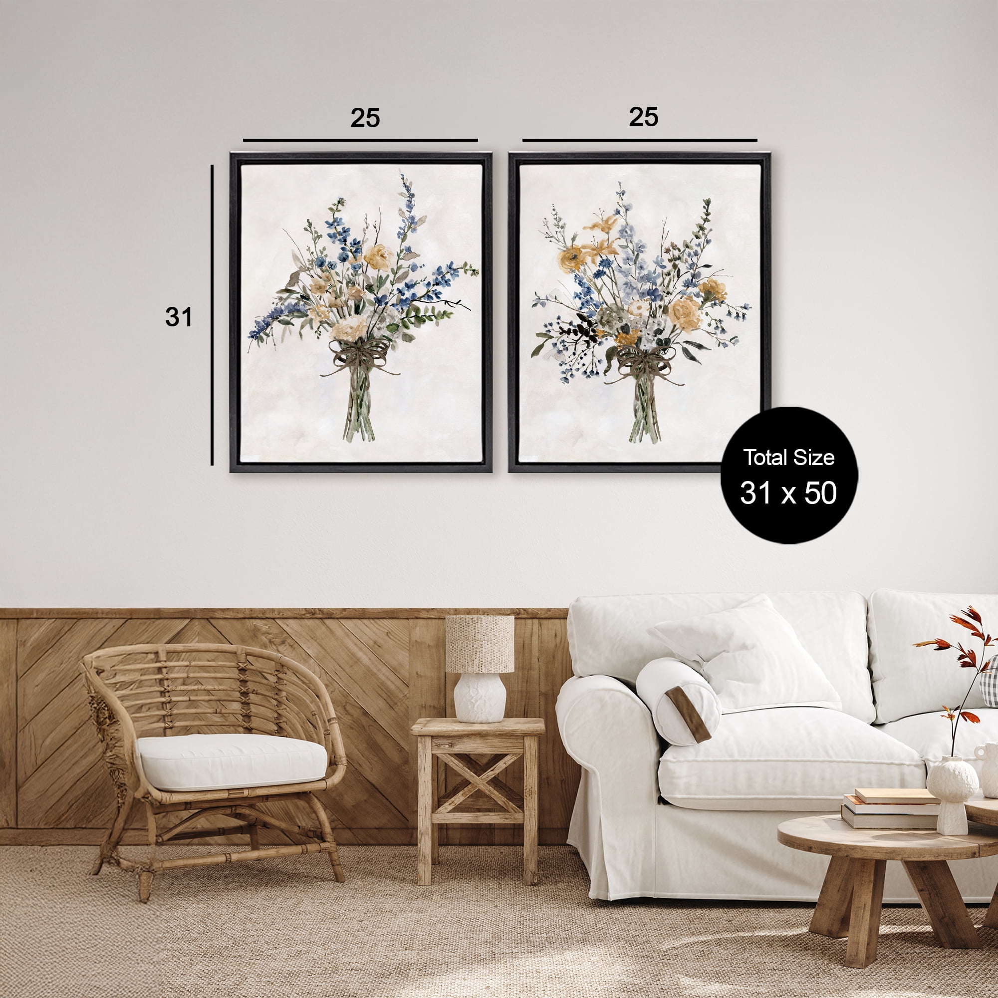 Stupell Industries Bushels of Herbs 2 Piece Black Framed Floater Canvas Set, design by Carol Robinson