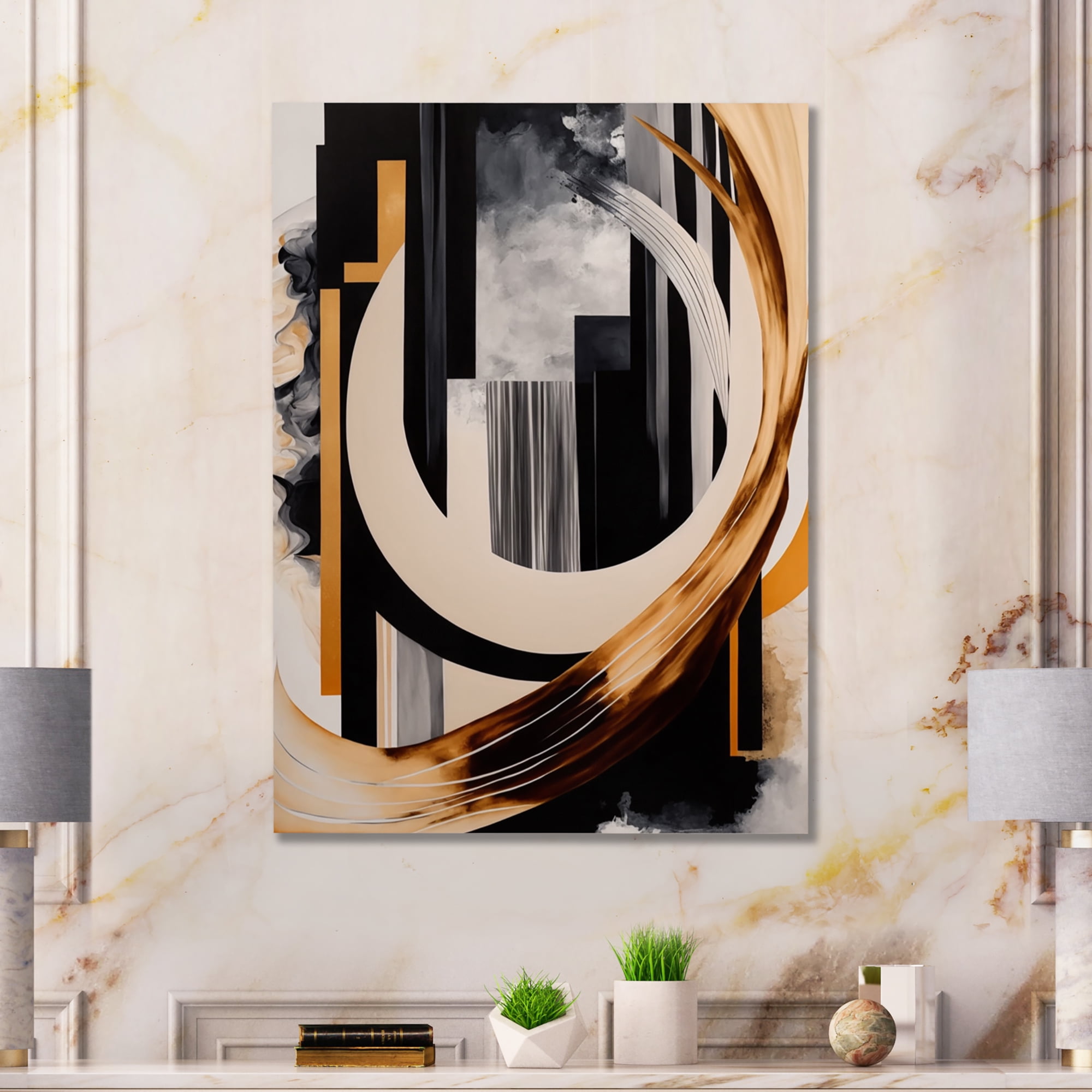Designart Gold Touch Art Deco I Canvas Wall Art