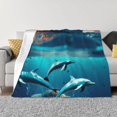 thumbnail image 1 of Fotbe Hawaiian Ship Dolphin Manta de Franela con Estampado, Manta Ultrasuave para Cama, Sofá, Auto, Hipoalergénica y Antibolitas-60"x50", 1 of 6