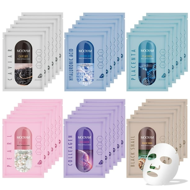 Set para el cuidado de la piel: mascarillas faciales GUOYAOLIFU, colágeno hidratante, paquete de 18