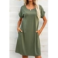 thumbnail image 3 of Women's Scoop Neck Short Sleeve Pocket Dress 65% Polyester 30% Rayon 5% Spandex Everyday Comfort Casual Everyday Wear, 3 of 14