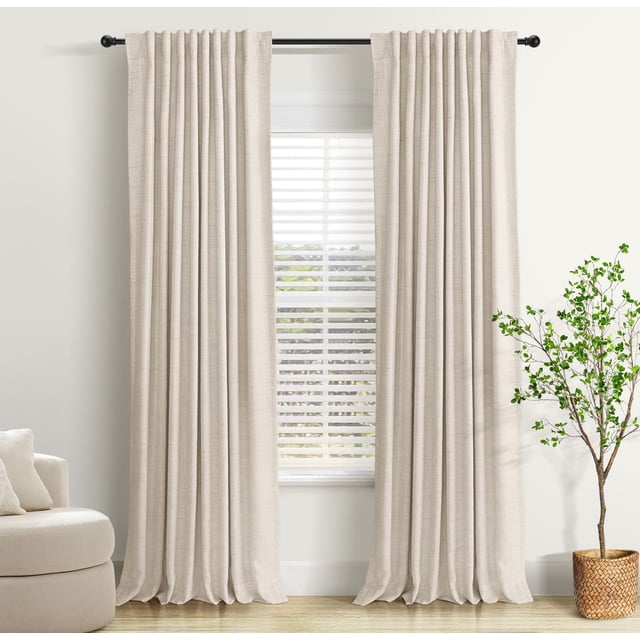 Cortinas opacas Inovaday, 100% lino, crema, 213 x 213 cm, 2 paneles