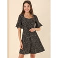 thumbnail image 4 of Vestido Floral Allegra K de Manga Corta Negro M, 4 of 6