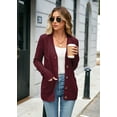 thumbnail image 4 of Women's Long Sleeve Cable Knit Sweater Open Front Cardigan Button Loose Outerwear, 4 of 7
