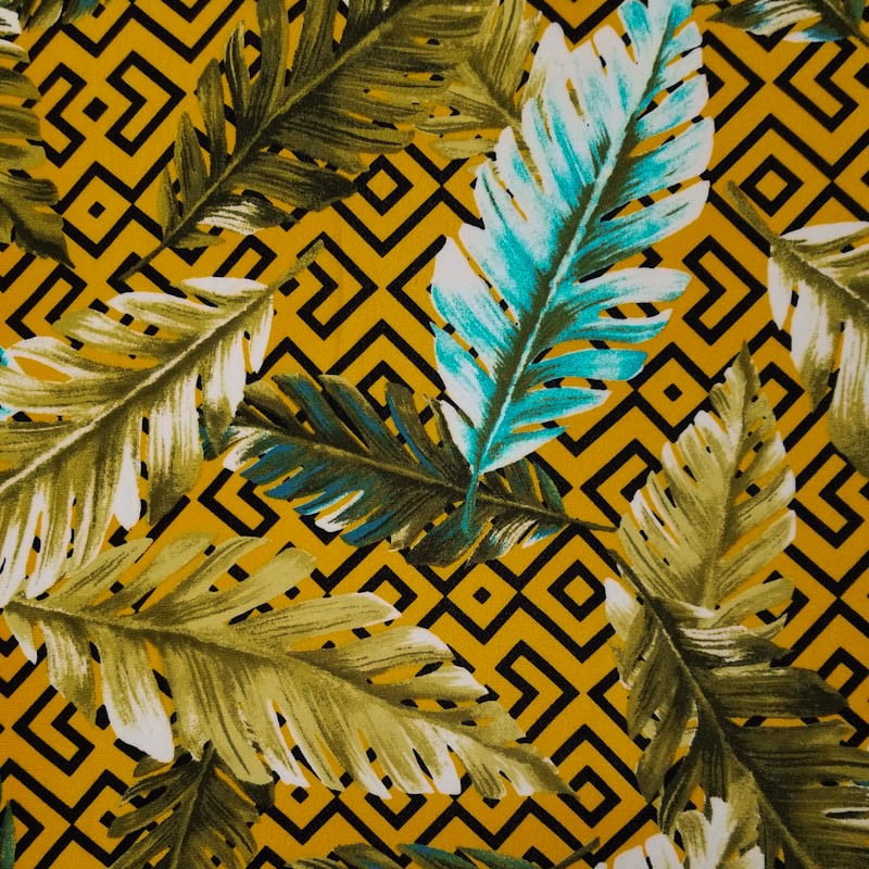Free Shipping Sunny Gold Green Feather Leaf Print Wool Dobby Fabric Diy Projects By The Yard Print Fabric Walmart Com