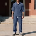 thumbnail image 2 of Mens Corduroy Two Piece Set Long Sleeve Button Down Shirt and Cargo Pants Outfit with Pockets Casual Relaxed Fit Tracksuit for Everyday Wear, 2 of 4