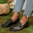 thumbnail image 3 of Penny Loafers for Women Floral Embroidery Low Top Flat Shoes Lightweight Wide Toe Box Casual Walking Shoes Black Size 6.5, 3 of 6