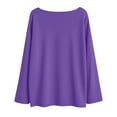 thumbnail image 5 of Lenpel Women's Tops Trendy Bell Long Sleeve Boat Neck Solid Color T Shirts Loose Tunic Blouse Soft Casual Tees(Purple,X-Large), 5 of 7