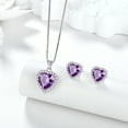 thumbnail image 4 of Purple Heart Women Jewelry Sets Amethyst February Birthstone Pendant Necklace Earrings Fine 925 Sterling Silver Christmas Birthday Mother's Day Gift, 4 of 9