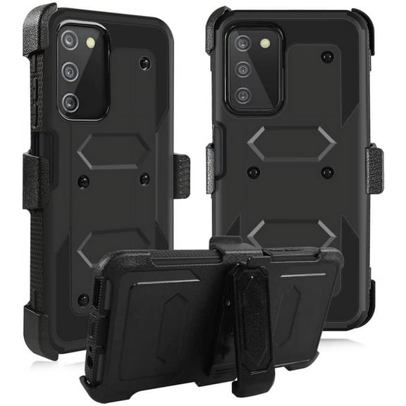 SOATUTO for Samsung A03S 5G Phone Case Full-Body Protective Built-in Screen Protector Kicksand Belt Clip Dustproof Shockproof Armor Protective Cover for Samsung Galaxy A03S 5G 2022 - Black