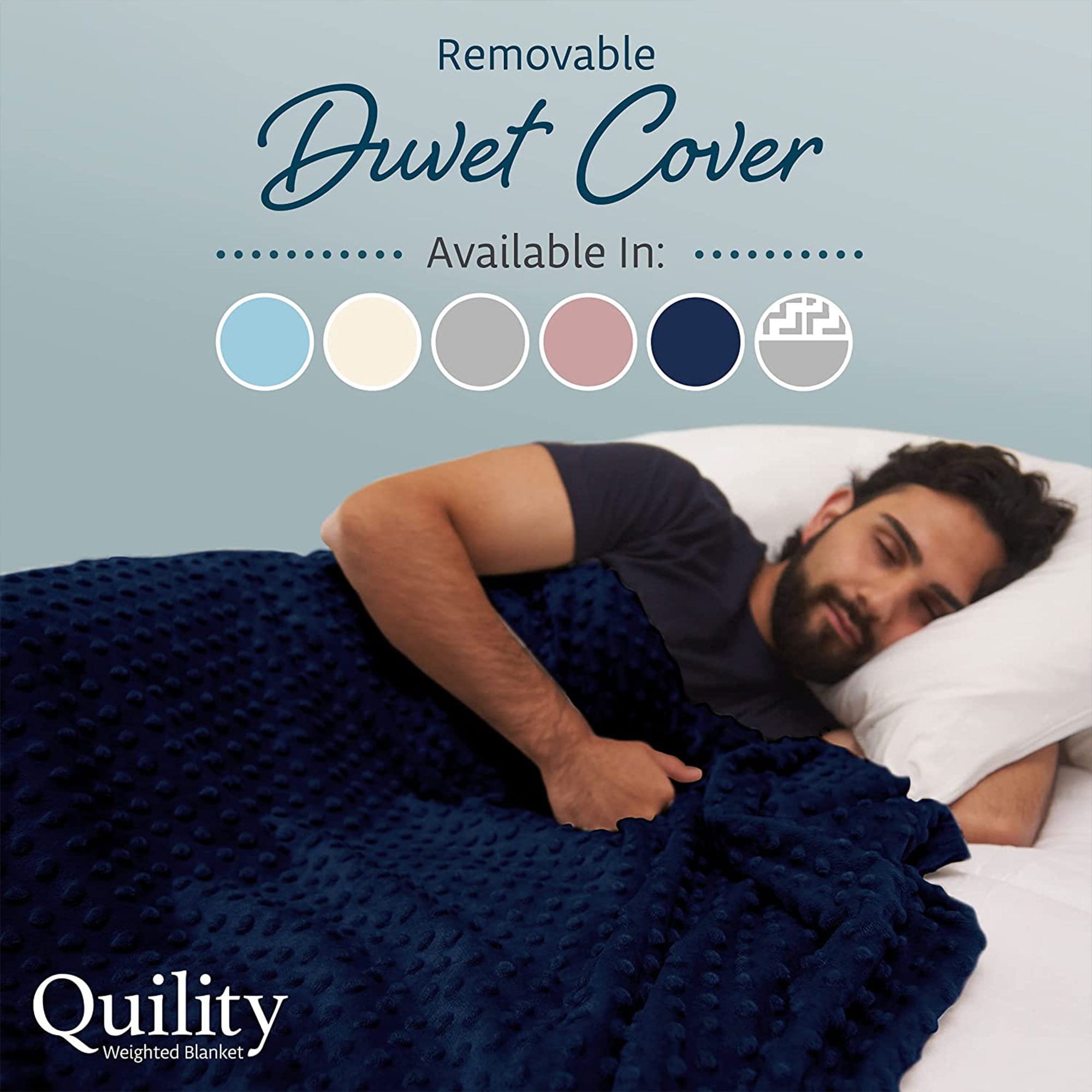 Quility Weighted Blanket For Adults 20 LB Queen Size Heavy Blanket For Cooling Heating 100 Cotton Big Blanket w Glass Beads Machine Washable