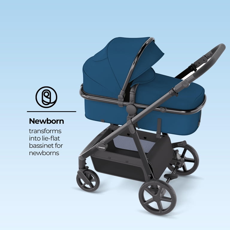 Mompush, 2-in-1 Baby Stroller, Meteor2, Navy, with Bassinet Mode