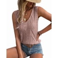 thumbnail image 2 of Women Sleeveless Tank Tops Cable Knit Sweater Vests V Neck Casual Clothes SummerTrendy Outfits 2026 Dark Pink S, 2 of 7