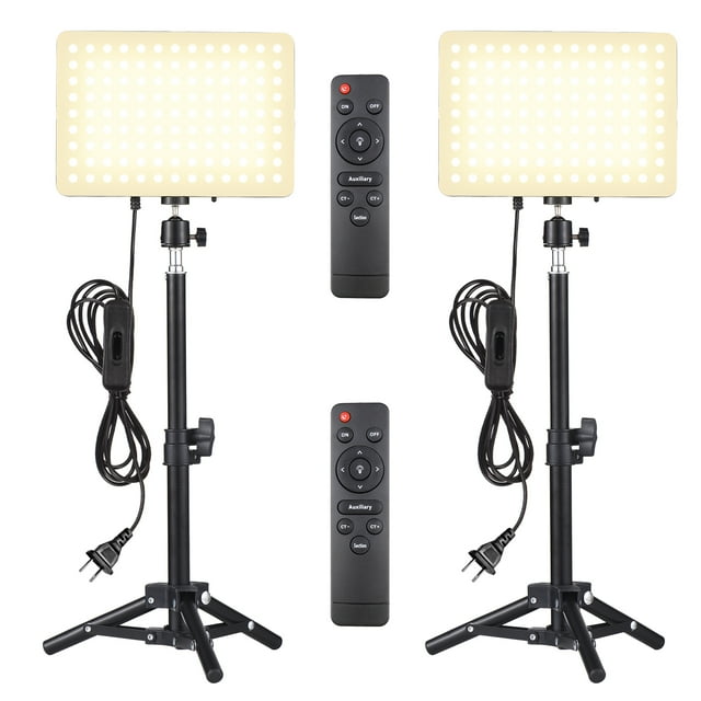 Andoer - Juego de 2 luces LED para vídeo (45 W, panel de luz de relleno para fotografía, brillo ajustable 2800 K-6500 K)