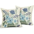 thumbnail image 2 of Sage Green Blue Pink Floral Pillow Covers 20x20 Set of 2 Spring Flower Print Decorative Throw Pillow Cases Outdoor Farmhouse Decoration for Sofa Couch Bed, 2 of 6