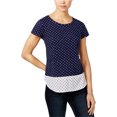 thumbnail image 1 of Blusa de punto en capas maison Jules para mujer azul mediana, 1 of 1