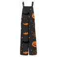 thumbnail image 5 of EANJE Halloween Overalls for Women, Sleeveless Spaghetti Strap Jumpsuit with Pockets, Print Wide Leg Baggy Romper, Adjustable Straps Fall Holiday Party Outfit Saffron L, 5 of 6