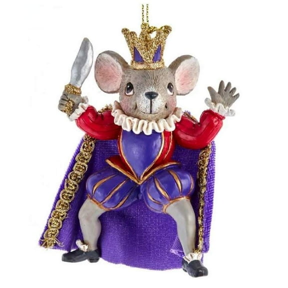 Kurt Adler 3.75-Inch Purple and Red Mouse with Nutcracker Suite Christmas Ornament