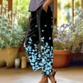 thumbnail image 2 of VNKIDY Womens Watercolor Floral Print High Waist Wide Leg Pants Side Pocket Loose Fit Lightweight Casual Trousers For Summer Daily Wear Black M, 2 of 5