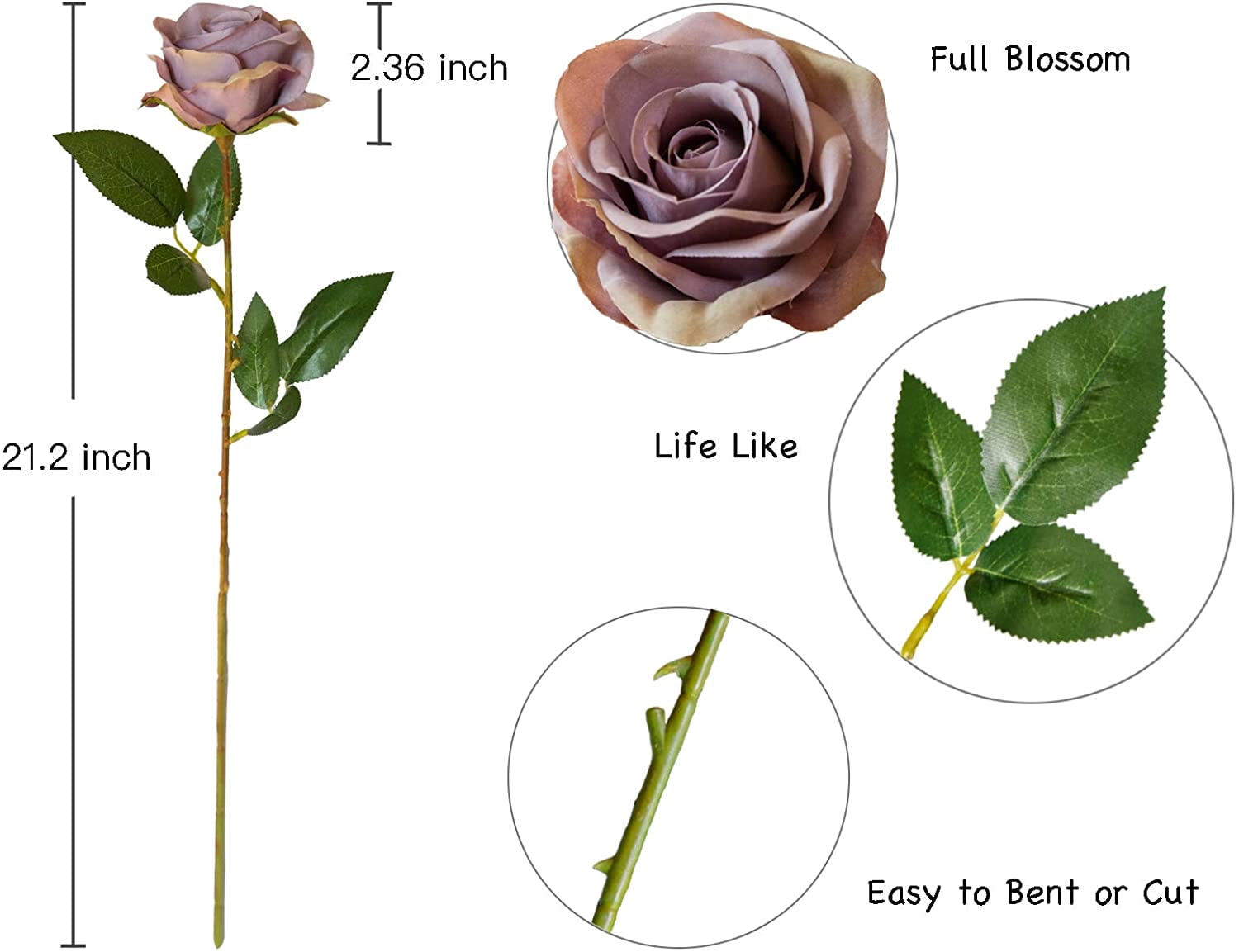 10pcs Silk Roses Artificial Flowers Fake Rose for Arrangement Wedding Party Home Decoration (Fuchsia)