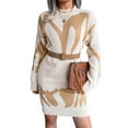 thumbnail image 4 of xiaxaixu Robe Chandail pour Femmes, Manches Longues Col Rond Jupe Tricotée Mi-Longue, 4 of 7
