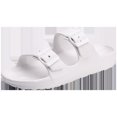 thumbnail image 3 of Outdoor indoor Comfort Slides Double Buckle Adjustable Flat Sandals (White, 37), 3 of 4