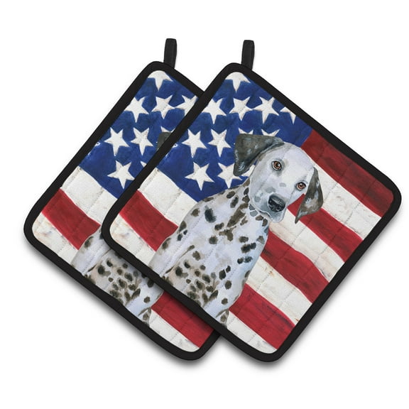 Dalmatian Puppy Patriotic Pair of Pot Holders