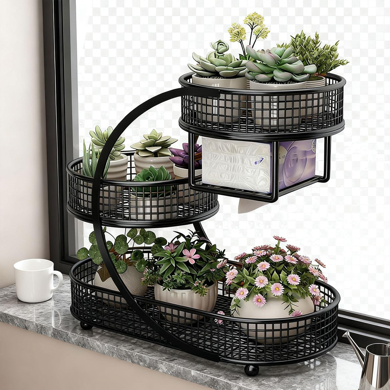 Fiocias Bread Storage Basket, Metal Fruit Bowl, Vegetable Stand, Dining Table, Vegetable Black
