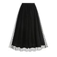 thumbnail image 3 of Women's Polka Dot Mesh Midi Long Skirts Casual Simple High Waist A-Line Flowy Skirts, 3 of 7
