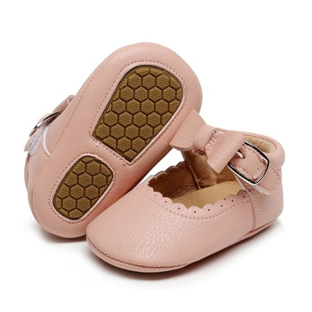 

UIX Girls Single Shoes Bowknot First Walkers Shoes Buckle Strap Toddler Soft Bottom Breathable Princess Shoes