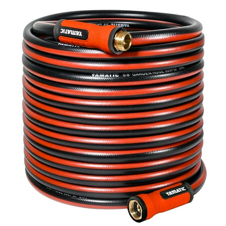 YAMATIC 100ft Garden Hose, 5/8" Leader, Brass Fittings, Leak Proof for Reel, Gardening, Car Wash