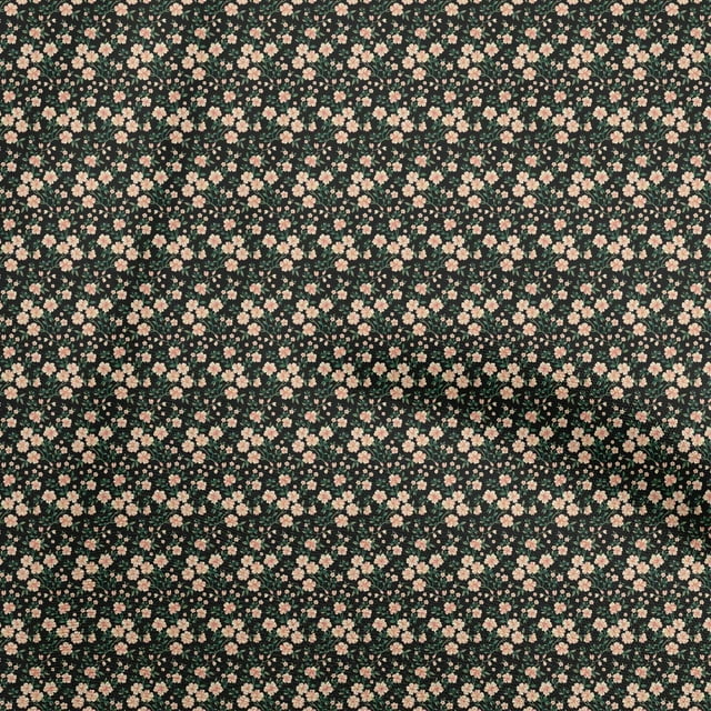 oneOone Tissu en Rayonne Noir Floral pour Robe Tissu Imprimé au Mètre 56 Pouces de Large