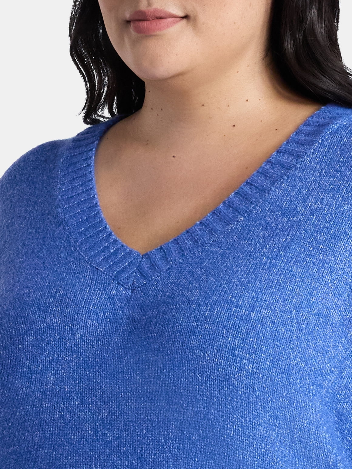 Terra & Sky Women's Plus V Neck Tunic Sweater, Lightweight, Sizes 0X-5X