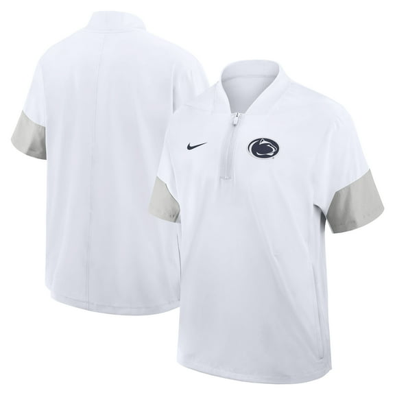 Men's Nike White Penn State Nittany Lions 2025 Sideline Short Sleeve Quarter-Zip Dri-FIT Coach Jacket