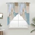 thumbnail image 5 of Modern Abstract Kitchen Window Curtains, Swag Curtains Valance for Bedroom Living Room Bathroom, Blue Brown Color Blocks Rod Pocket Window Treatment Curtain Block Drapes 2 Panels 36"x63", 5 of 9