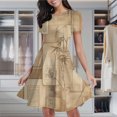thumbnail image 2 of Abstract Bamboo Sepia Collage Women's Classic Swing Skater Dress Casual Work Party Cocktail Dresses, 2 of 6