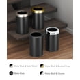 thumbnail image 4 of Gatco Latitude II Stainless Steel 2.9 Gallon Round Wastebasket with Removable Lid, Matte Black/Chrome, 4 of 5