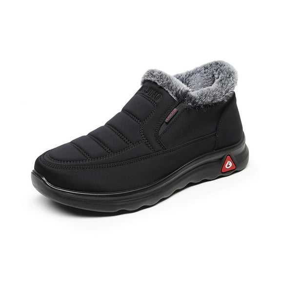 Men's Casual Snow Boots Waterproof Warm Fur Lined Booties Fashion Comfortable Light Weight Hiking Outdoor Walking Boots Black 6.5 US