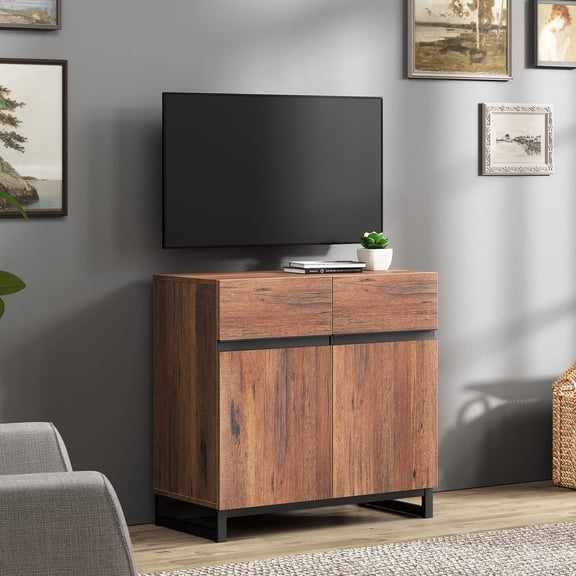 WAMPAT Modern TV Stand for TVs up to 40 inch, Entertainment Center TV Console with Storage Cabinets Media Console for Living Room,Bedroom,Brown