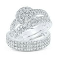 thumbnail image 3 of 14K White Gold His Hers Round Diamond Cluster Matching Wedding Set 2-1/3 Cttw, Womens Size: 5-10, Mens Size: 7-13, 3 of 3
