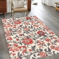 thumbnail image 3 of 3'x5' Area Rugs, Red Black Floral Indoor Outdoor Area Rug for Living Room Bedroom, Vintage Watercolor Flower Leaf Plant Washable Bathroom Rugs Kitchen Floor Carpet Mats Home Decor Aesthetic, 3 of 8