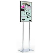 Store Sign Holder, Floor Stand, Holds 14" x 22" Posters or Ads, 54" Tall (Polished Metal) (EMPS1422CS)