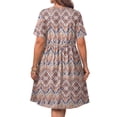 thumbnail image 5 of WellSize Plus size Dresses For Women Floral Casual V Neck Short Sleeve Sundresses Midi Summer Dress with Pockets, 5 of 8