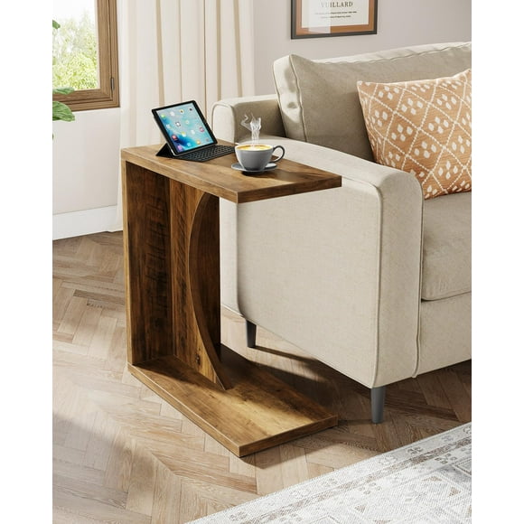 Tribesigns C-Shaped End Table, Wood C Table for Sofa,Farmhouse Small Narrow Side Table for Bedroom, Living Room