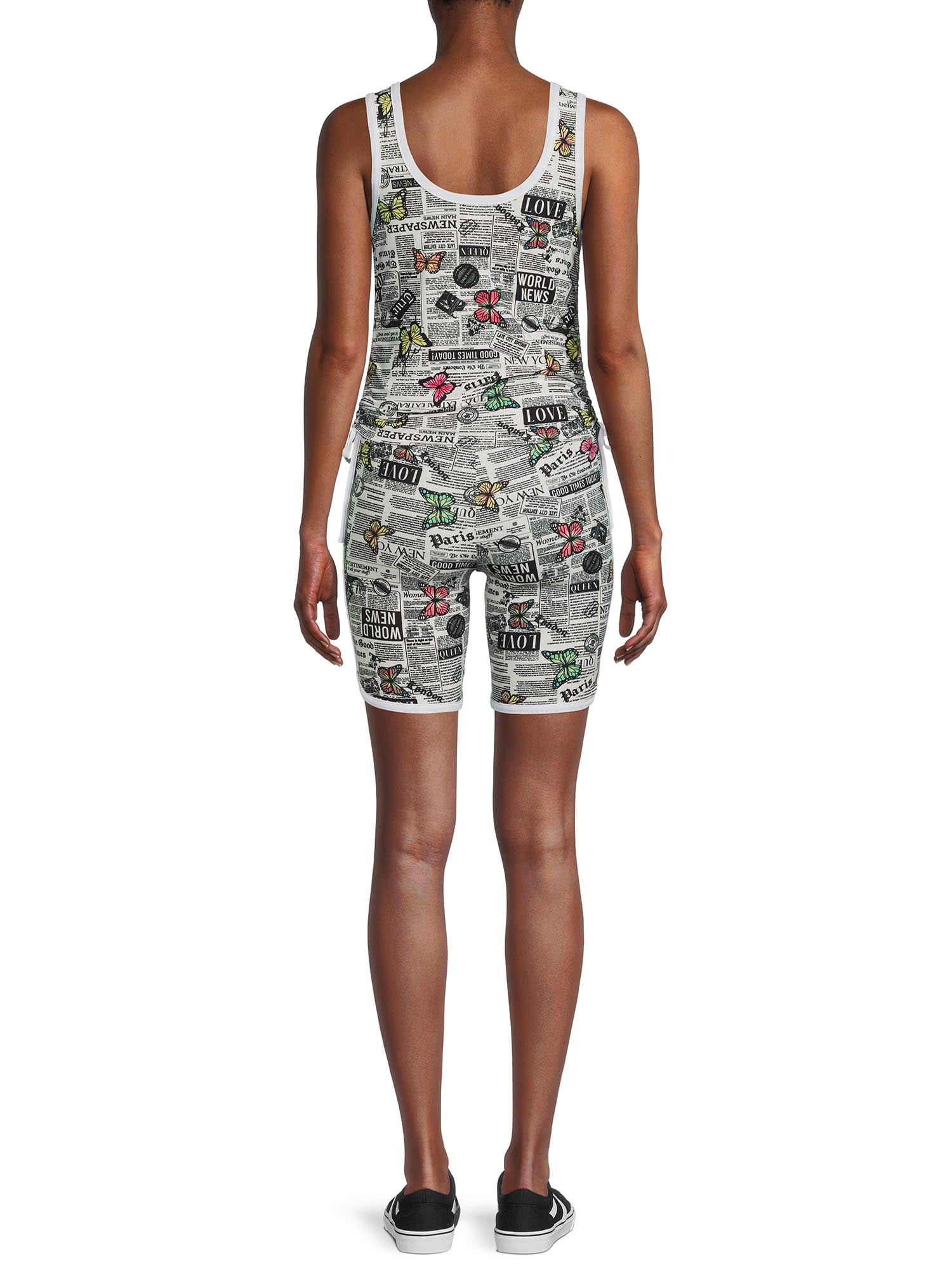 No Boundaries Juniors' Ruched Tank Top and Shorts Active Set, 2-Piece