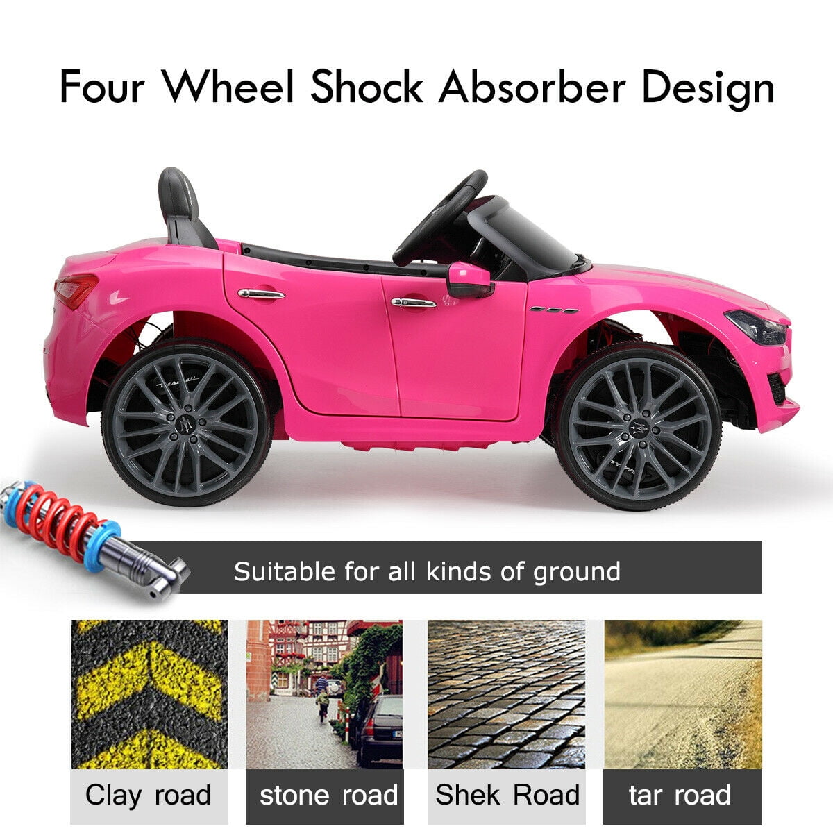 CIPACHO 12V Kids Ride On Car with Remote Control, Rechargeable Electric Vehicle Cars for Boys Girls, Pink