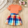 thumbnail image 4 of ITSAME Girls Summer Outfits 2-Piece Ruffled Short Sleeve Top and Plaid Print Skirt Kids Fashion Casual Set Orange Size 7-8Y, 4 of 8