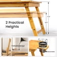 thumbnail image 6 of Height Adjustable Bamboo Lap Laptop Desk Foldable with 5 Angles Tilting Top and Storage Net, 6 of 7
