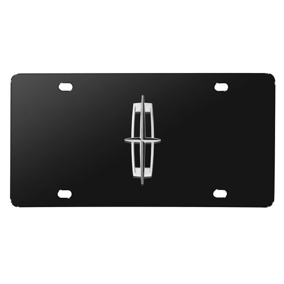 iPick Image for Lincoln 3D Large-Size Metal Logo Black Stainless Steel License Plate, Official Licensed