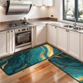 thumbnail image 3 of Kitchen Rugs Sets Of 2,Teal and Gold Marble Wavy Veins Pattern Anti Fatigue Kitchen Mat Rugs Non Slip Washable,Decorative Kitchen Floor Mats for Kitchen,Sink,Laundry,17"x47"+17"x47", 3 of 5